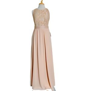 Lulus Forever & Always Blush Pink Lace Formal Georgette Maxi Prom Dress Size M